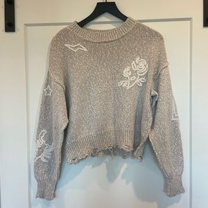 Wild fox distressed knit sweater